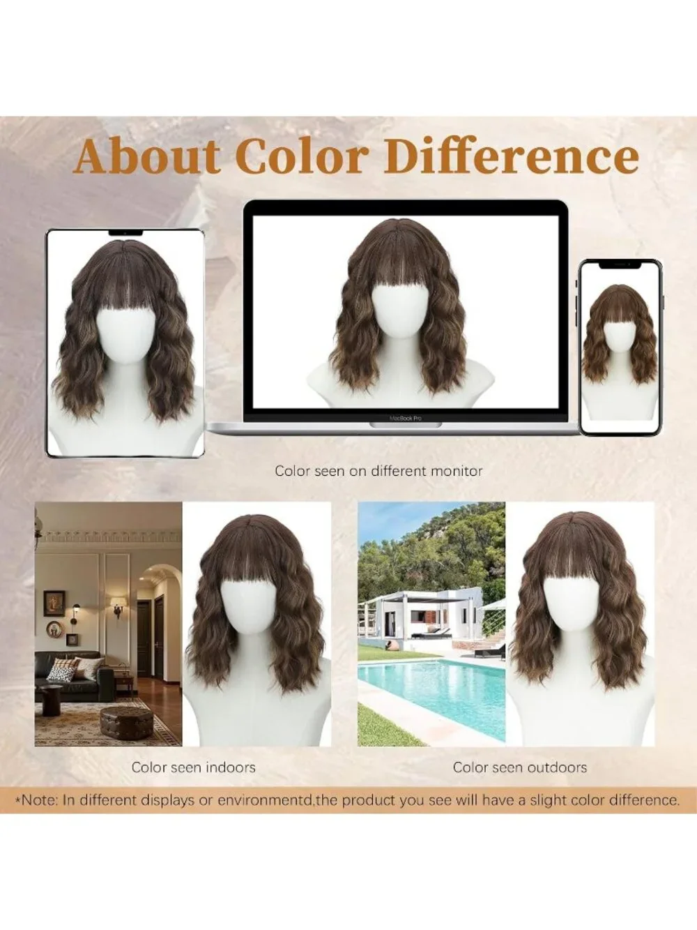 Women's Caramel Brown 14 Inch Heat Resistant Synthetic Fiber Shoulder Length Wig